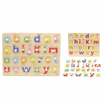 

Children Funny Puzzle Toys Baby Hand Grasp Wooden Alphabet Numbers Learning Kids Early Educational Wood Jigsaw Toy Gift FJ88