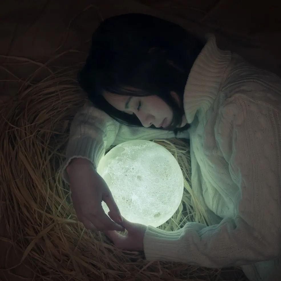 

18CM Novel 3D Full Moon-Shaped LED Light Magical Indoor Bedroom Reading Lunar Lamp