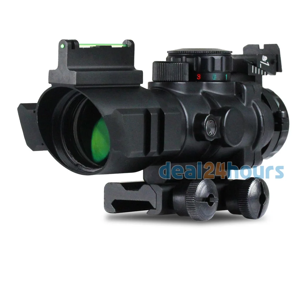 

Tactical 4x32 RGB Tri-Illuminated Combo Compact Scope Fiber Optics Red Sight Free shipping