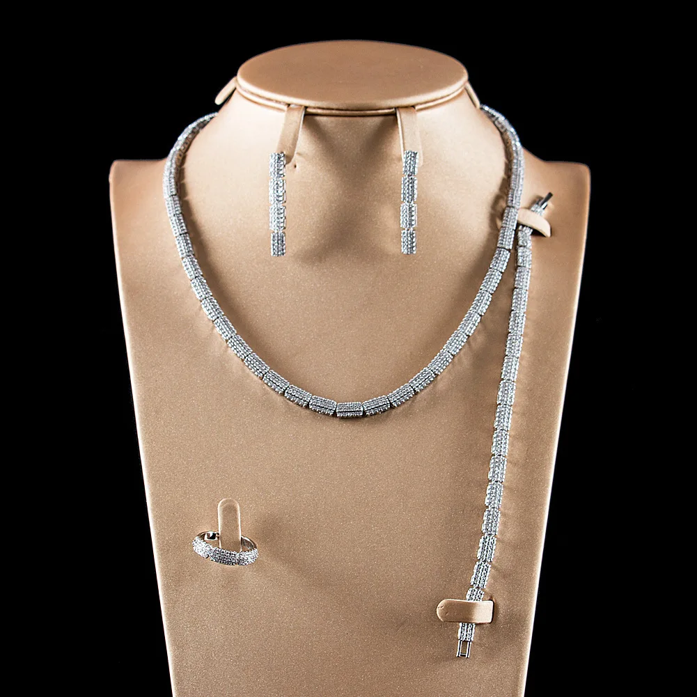 

5A Zircon Simple Style Copper Alloy 5a Cubic Zirconium Jewelry Pendant Necklace Bracelet