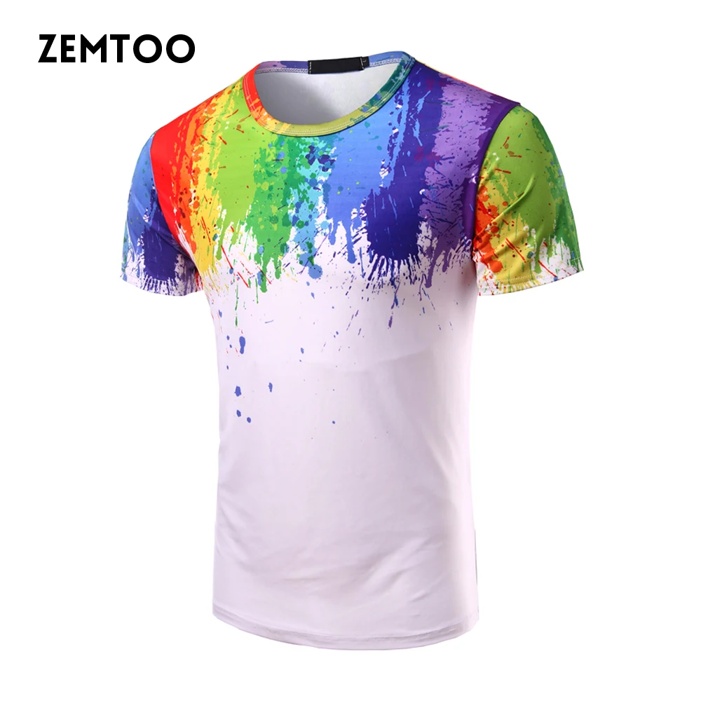 

Summer Men's Fashion Cotton T-shirts Casual Men's Slim Fit Tee Tops 3D Ink Short Sleeve O-neck T-shirt Homme ZM0172