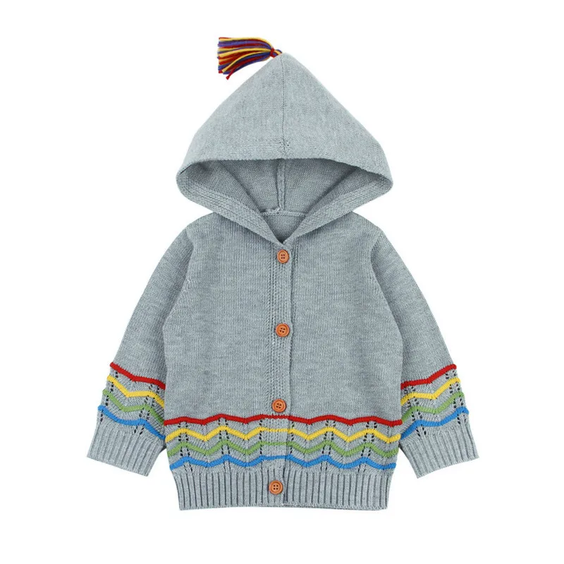 

Baby Boys Girls Sweaters Kids Clothes Autumn Winter 2018 Toddler Knitted Cardigan Infantil Long Sleeve Hooded Jumper Outerwear