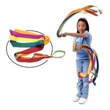 12 PCS Art Gymnastic Dance Ribbon Gym Rhythmic Gymnastics Ballet Streamer Exercises Ribbons Fitness Rainbow Color For Girls A