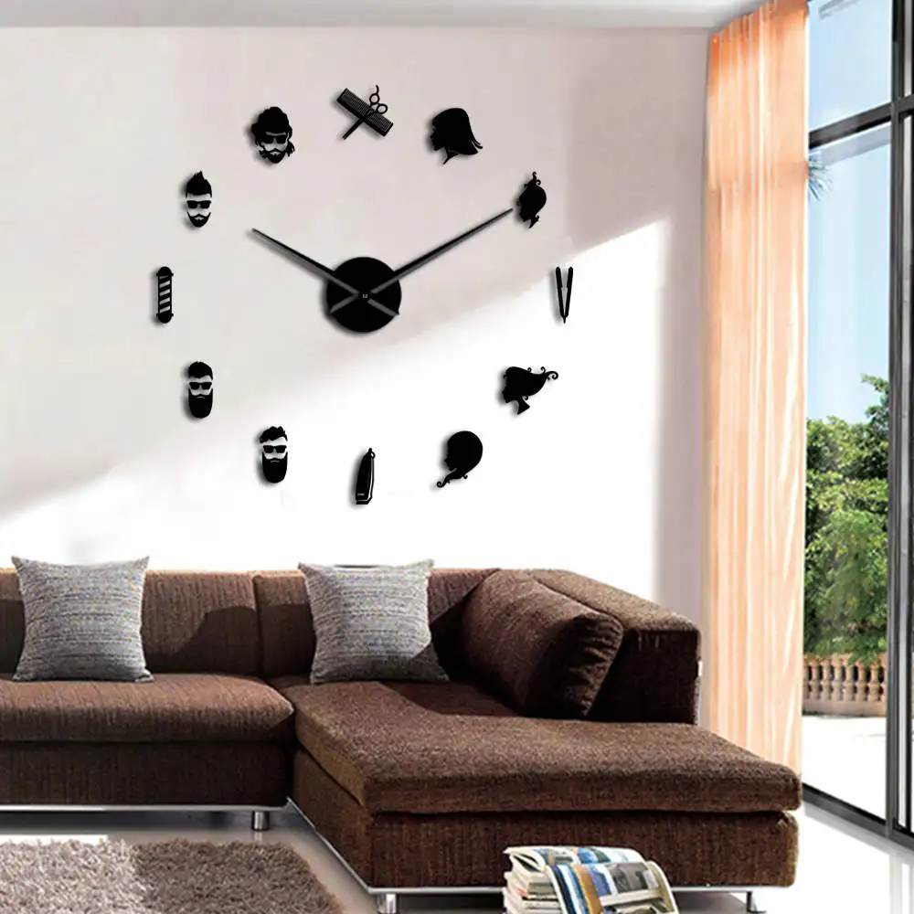 Reloj De Pared Grande 3d Para Decoración De Salón De Belleza, Diseño  Moderno, Tijeras De Poste, Tienda De Barbería, Relojes De Pared Grandes -  Relojes De Pared - AliExpress