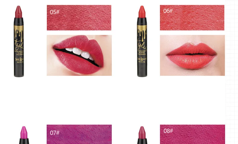 24 шт./кор. она любит высокое качество Matte Lip Губная помада Макияж прочного 24hr губ Sexy Карандаш для губ матовая богатый Цвет Бесплатная доставка