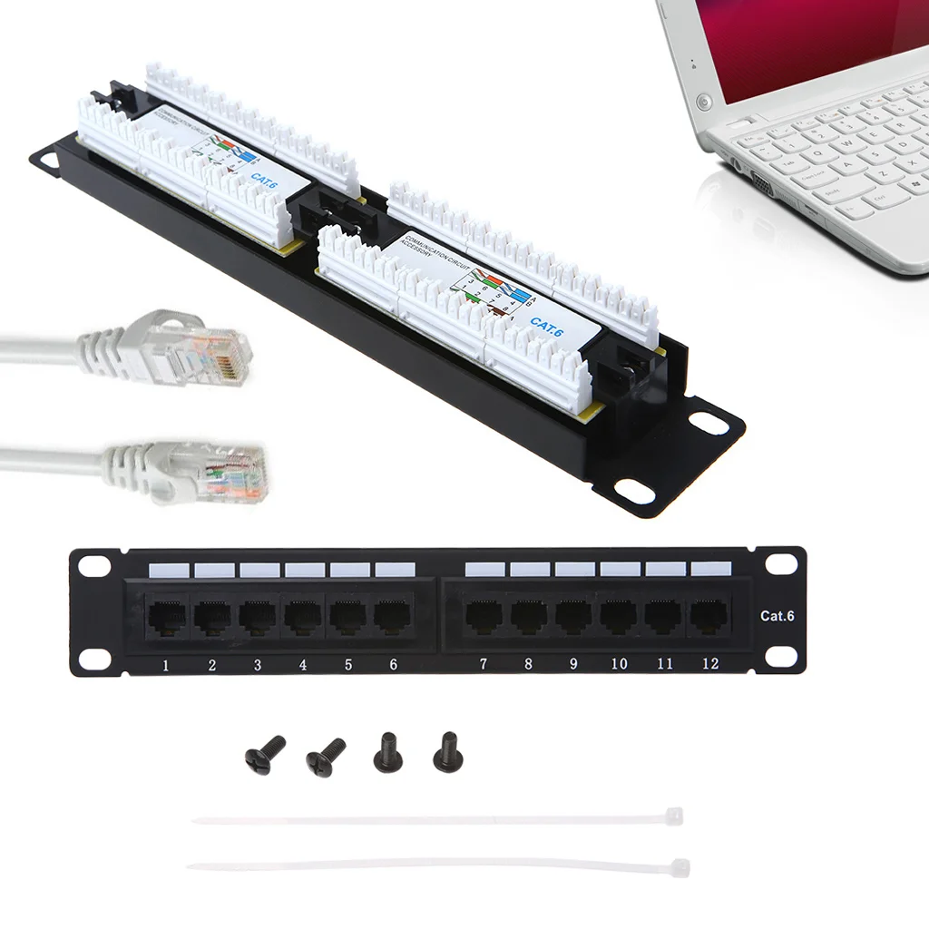 Cat6 Cat5e 12 Port RJ45 Patch Panel UTP LAN Network Adapter Cable Connector PC Friend 2