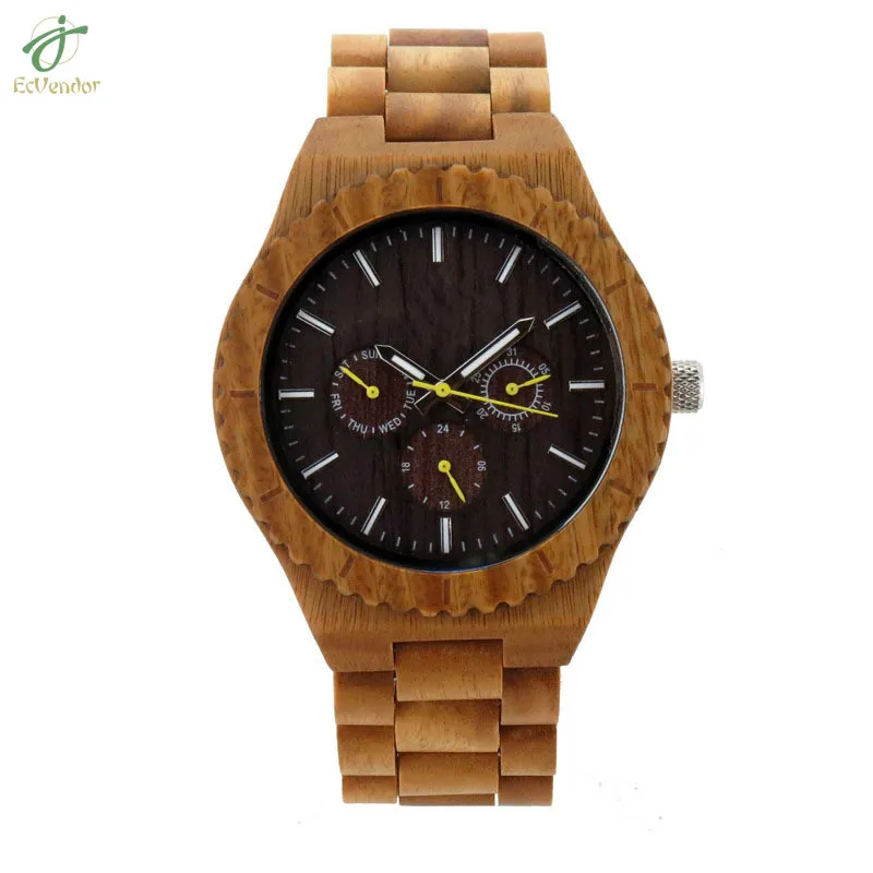 Dropshipping Design Chronograph SandalWooden Wrist Watches 100% Natural SandalWood Quartz in Gift Box Relogio Masculino | Наручные часы