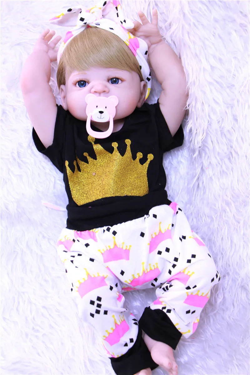 

22inch 55cm Full Body Silicone Reborn Baby Doll Toys Lifelike Baby-Reborn lol oringinal handmade bathe toys for girls collection