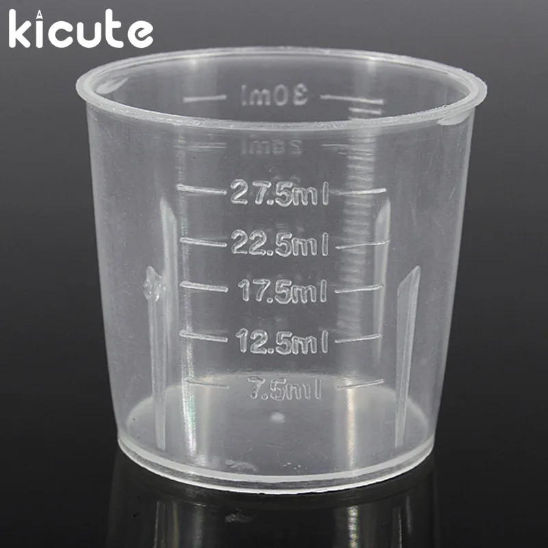 Kicute 10Pcs/set 30ml Clear Plastic Measuring Cup Graduated Measure