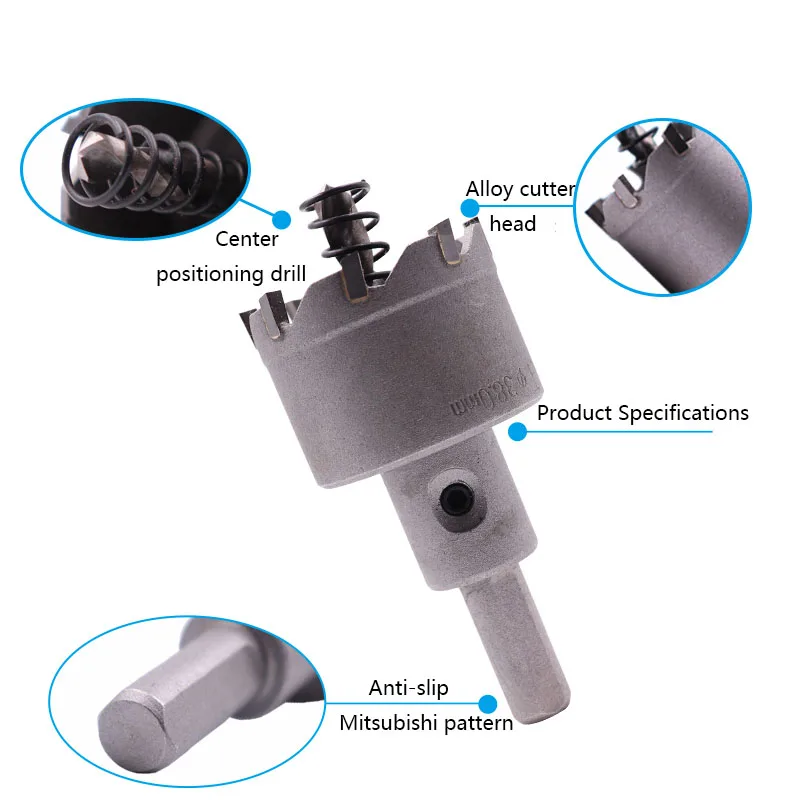 TCT Carbide Alloy Material HSS Drills Bit Hole Saw Set for Stainless Steel Cast Iron Panel Metal Alloy cutting tools 16-120mm
