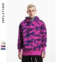 INFLATION Winter New Collection Men Hoodies Thick Velvet Fabrics Streetwear Hip Hop Camouflage Winter Hoodies 152W17