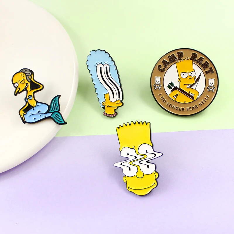 Простые Семейные Броши Marge Mr. Burns в виде русалки Милые мультяшного персонажа для