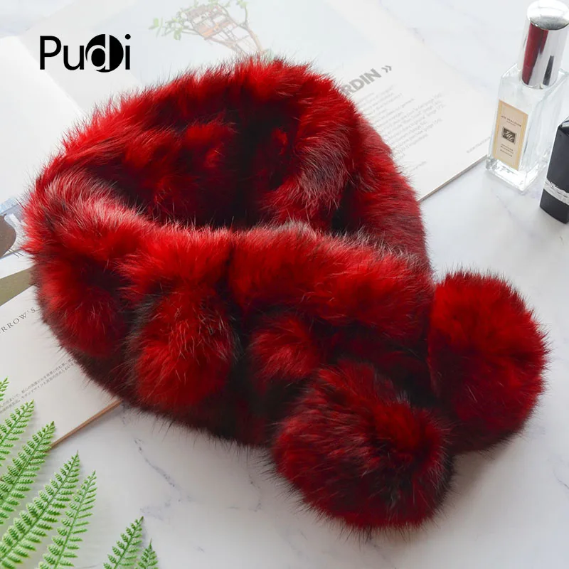 

Pudi women real REX rabbit fur winter warm scarf ring 2018 new genuine rabbit fur scarves rings SF859