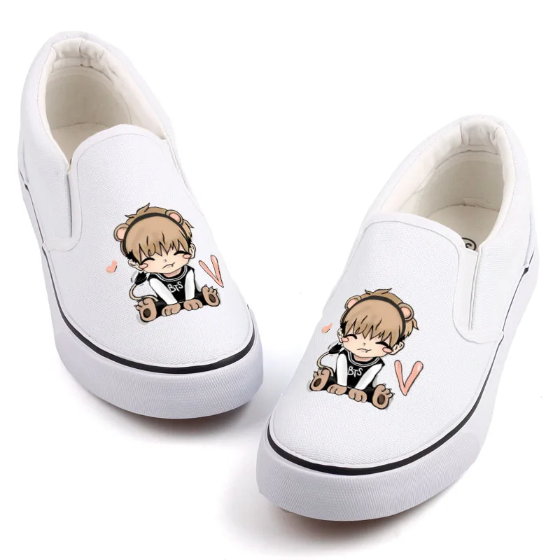 

Popular Korean Style Men Boys Board Shoe Casual Loafers Graffiti Cartoon Star K-POP Canvas Flats Slip On Students Lazy Shoes
