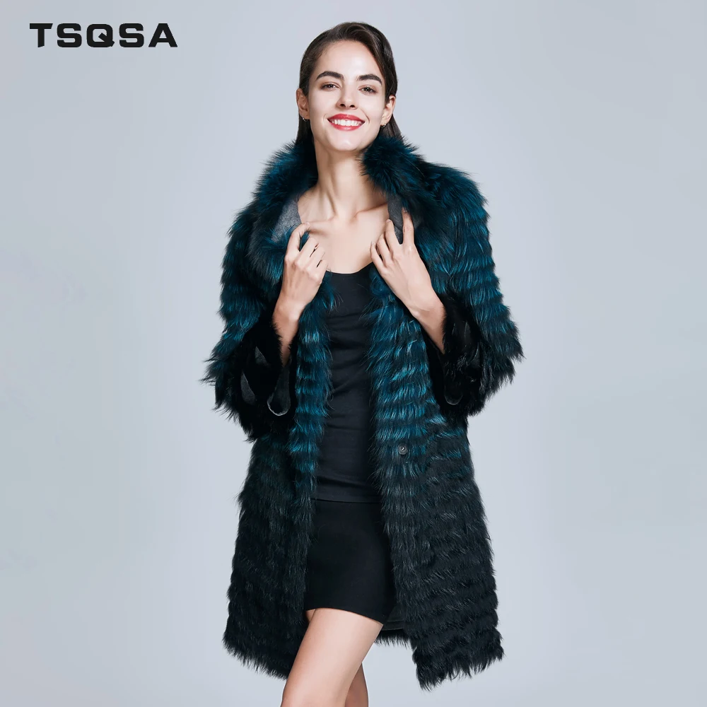 TSQSA Fashion Female Fur Clothes Real Fox Fur Coats Natural Fox