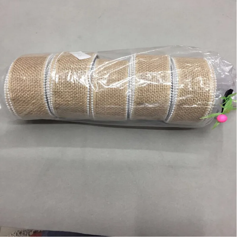 4CM Natural cotton and jute lace hessian burlap pearl linen strip vintage handmade Kindergarten Christmas  diy party decoration  (3)