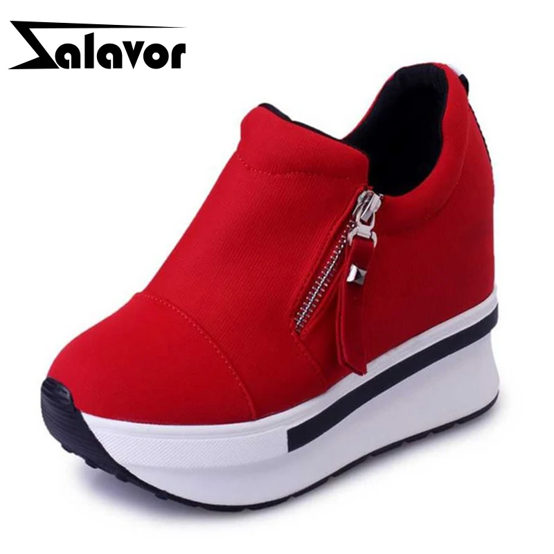 ZALAVOR Women Shoes Women Fashion Sneakers Platform Pumps Zip High Heel Sneakers Shallow Casual Women Shoes Footwear Size 35-40