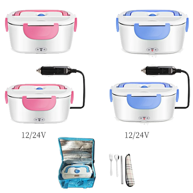 12V 24V Stainless Steel Electric Heated Lunch Box Auto Car Food Warmer