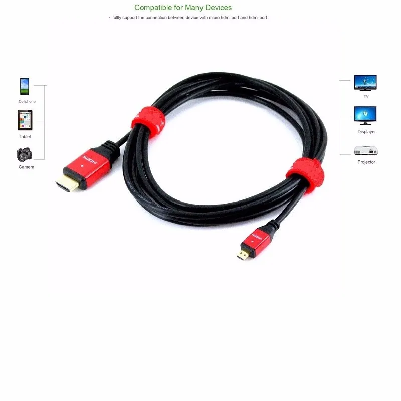 Микро HDMI к HDMI кабель с Ethernet позолоченный для сотовых телефонов 2 м для win8 4 к x 2 к металлический корпус 0,5 м 1 м 1,5 м 2 м 3 м 5 м