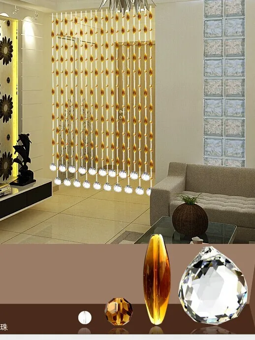 20 м/лот кристалл золотой персик стеклянная бусина занавес нить двери и окна занавес