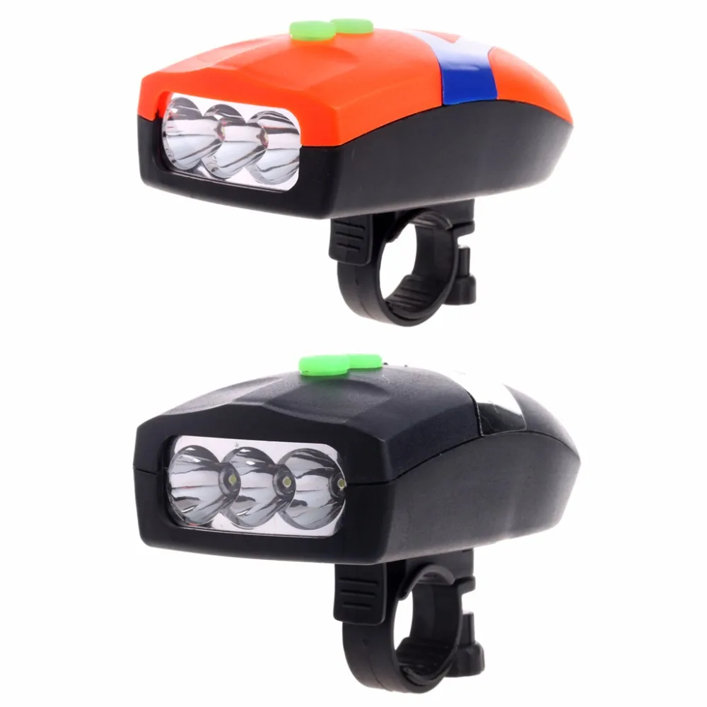 3LED Bike Bicycle White Front Head Light Electronic Bell Horn Hooter