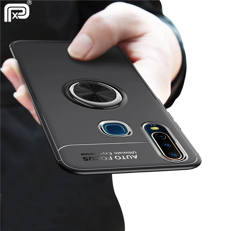

For VIVO Y17 Case Finger Ring Magnetic Bracket Soft Silicone TPU Back Cover For VIVO Y17 Y3 2019 Phone Case