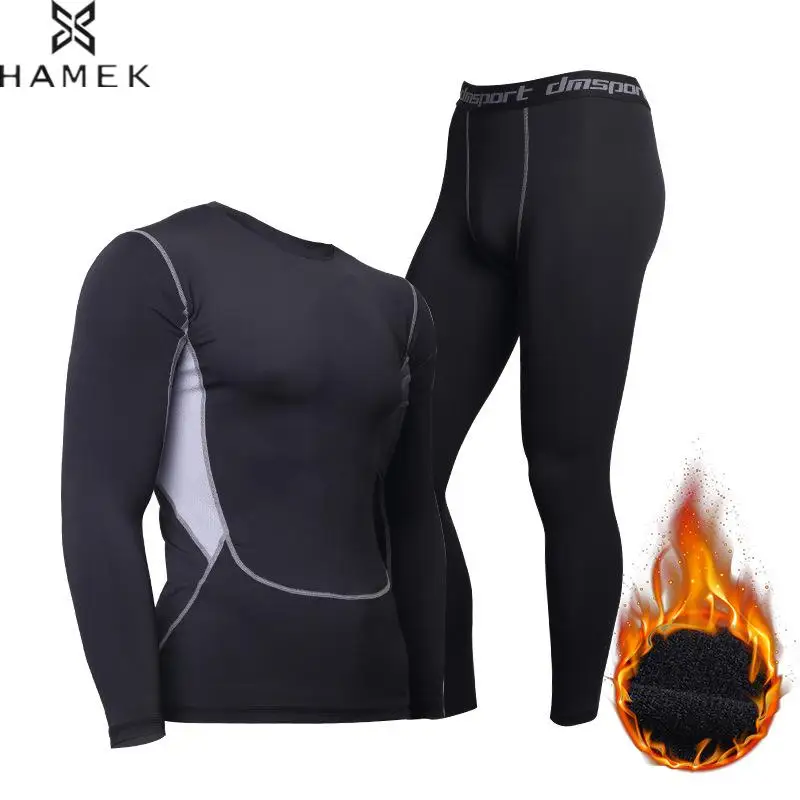 Winter Men's Thermal Running Tight Set Keep Warm Underwear Long Johns