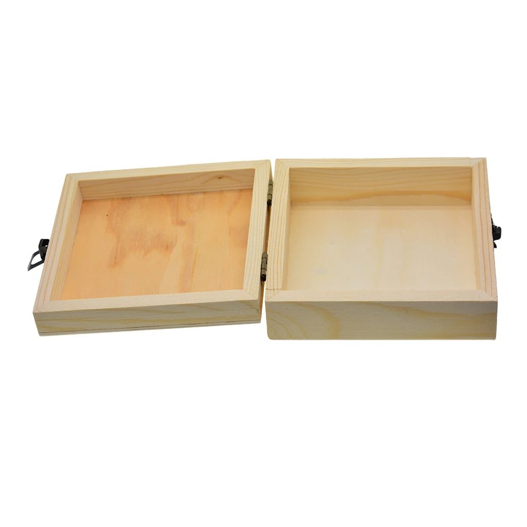 Unfinished Wood Wooden Jewelry Box Gift Boxes Storage Case Base For Kids Toys Painting DIY Craft 12cm