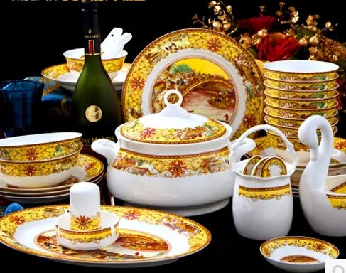 Цзиндэчжэнь керамика посуда 56 шт. набор посуды набор мода набор тарелок