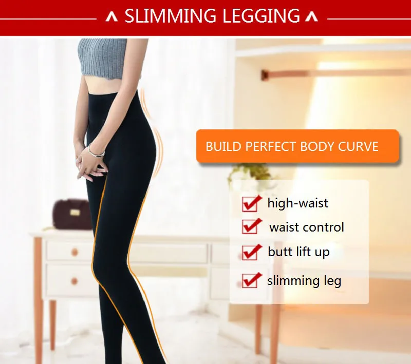 NINGMI Women Slimming Legging High Waist Trainer Modeling Body Shaper Elastic Tight Slim Leg Tummy Control Panties Trouser Black