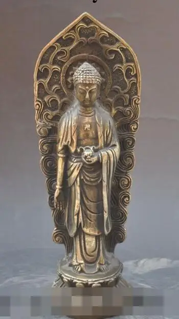 

S3614 7" chinese buddhism bronze lotus sakyamuni Shakyamuni Tathagata buddha statue