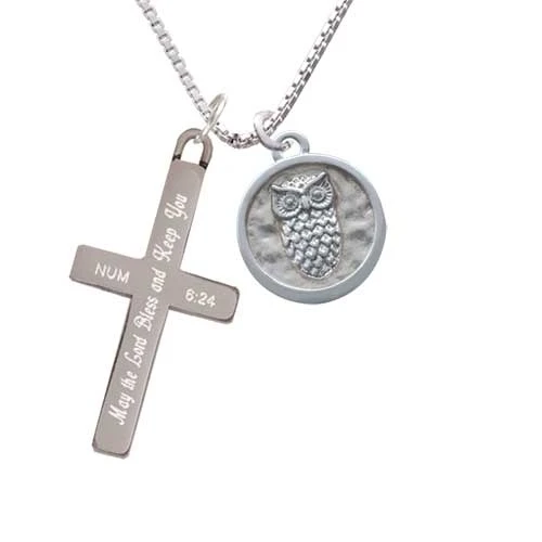 Owl - Round Seal - Bless and Keep You - Cross Necklace (1)