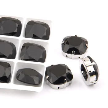 

Cushion Cut 4470 Fancy Rhinestones Black Pointback All Sizes Sew On Crystal Dress AAAAA Crystal For Wedding Dresses