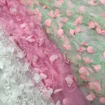 

Handmade Stereo Floral Embroidery Fabric Starch Lace Embroidery Fabrics Eyelashes Tulle Lace for Women Wedding Dress Customized