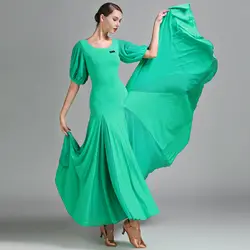 2018 новые Бальные Танцевальные платья короткий рукав лед шелк длинная юбка Для женщин Вальс платье леди танцор Производительность Практика