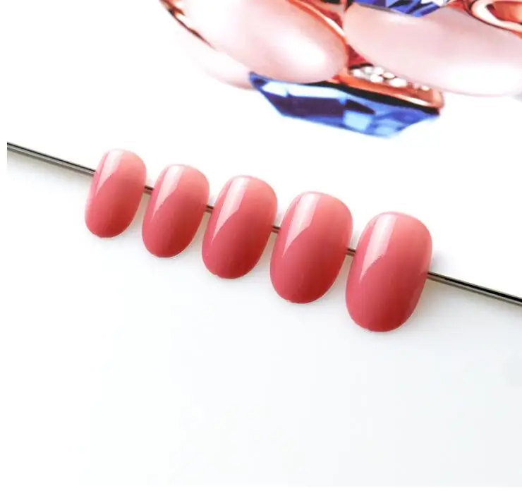 100 шт накладные ногти Короткие овальные накладные ногти Советы новые конфеты цвета коричневый вишневый красный винный красный искусственные дети поддельные ногти - Цвет: 92