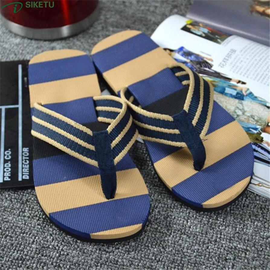 

SIKETU Men Summer Stripe Flip Flops Shoes Sandals Male Slipper Flip-flops Mar10#3