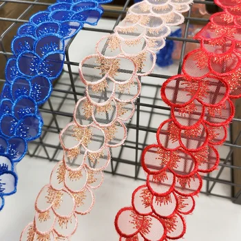 

6Yards/lot 5CM retro peacock feather flower lace trim clothes diy decoration accessories X147