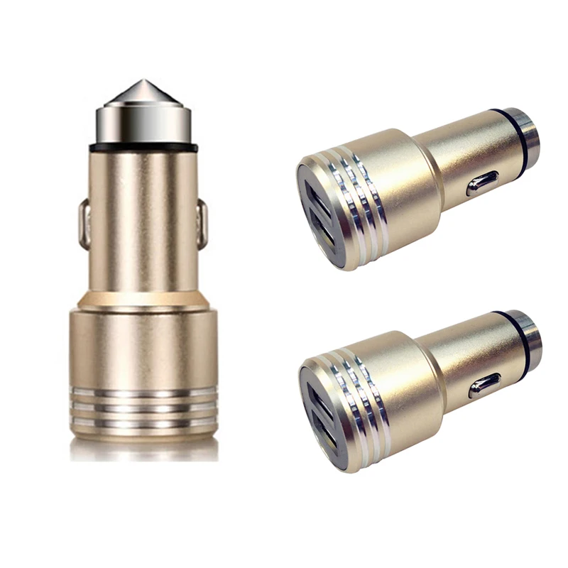 

Cheap in Bulk Stainless Steel Metal Safty Hammer 5V 2.1A Dual USB Car Charger