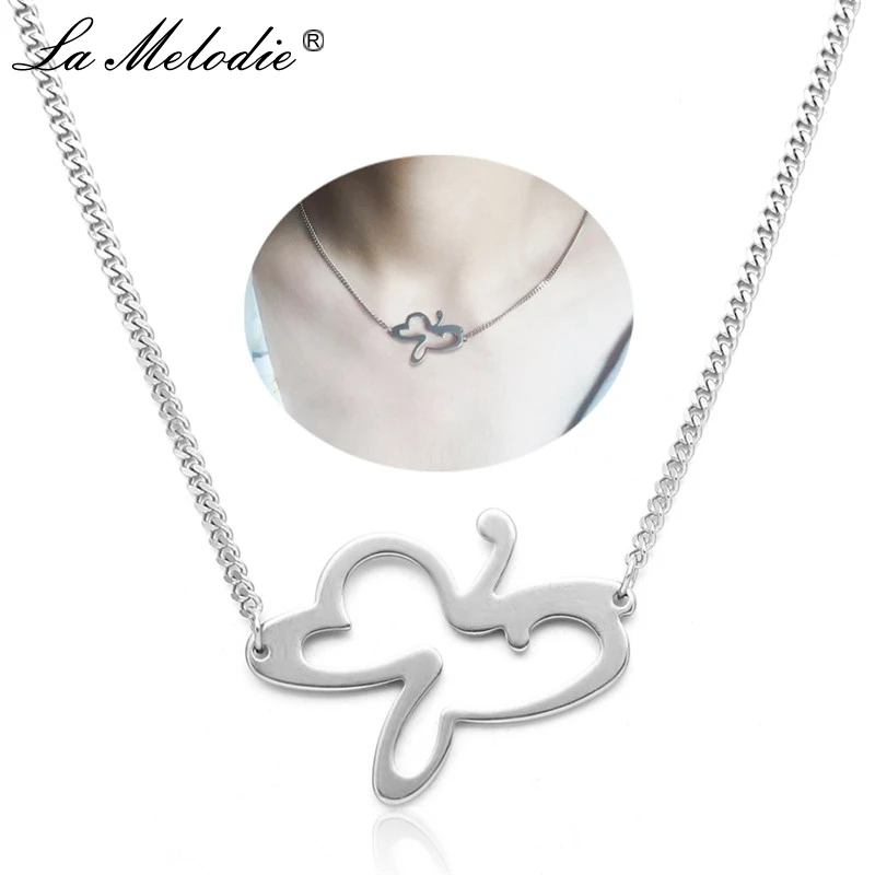 

New Trendy Silver Link Chains Necklace Stainless Steel Women Butterfly Pendants/Necklaces Collar Necklace For Women Party Choker