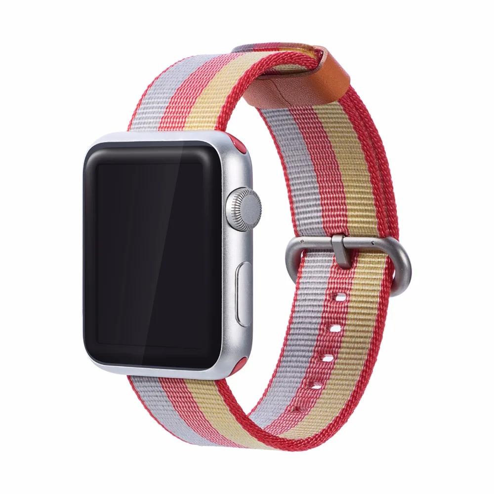 

10pcs/lot Fashion pattern Replacement Watchband for apple watch iWatch 38mm 42mm woven nylon band Wrist strap Buckle type