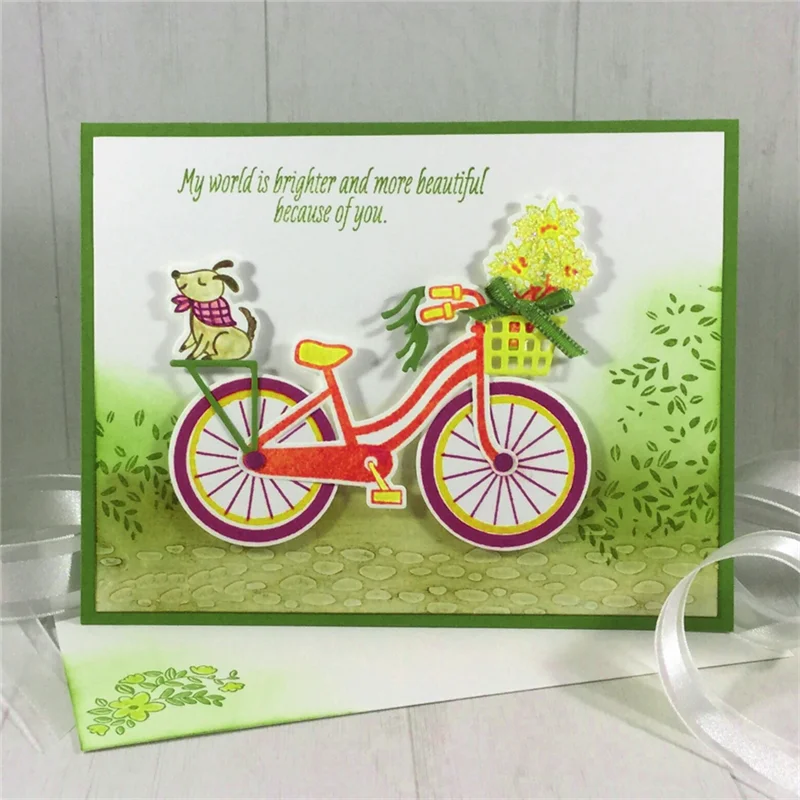 

InLoveArts 2018 New Arrival Bicycle Puppy Dies Stamps Set 24Pcs Rubber Clear Stamp Metal Cutting Die for Scrapbooking DIY Craft