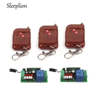 

Sleeplion 315MHz/433MHz AC 110V 10A relay 1CH Wireless RF 3 2-Key Remote Switch Transmitter+2 Receiver On/Off Module