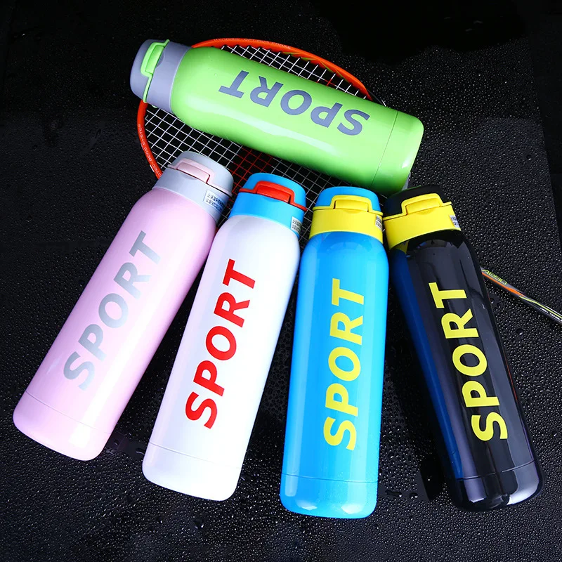 

500ML Stainless Steel Bullet Travel Vacuum Flasks Thermoses Creative Portable Cover Movement Sports Straw Insulation Cup