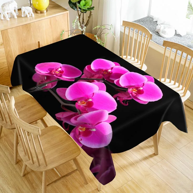 Orchid Flower Tablecloth Washable Cloth Thicken Oxford Rectangular Table Cloth for Wedding Customiz