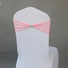 Розовая цветная Подвязка из спандекса для стула ленты для свадебных стульев с блестящей пряжкой на ремне в середине лайкры стрейч свадебное кресло створки