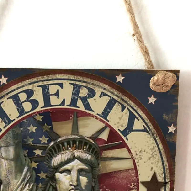 Vintage Wooden Hanging Plaque Liberty Sign Board Wall Door Home Party Decor