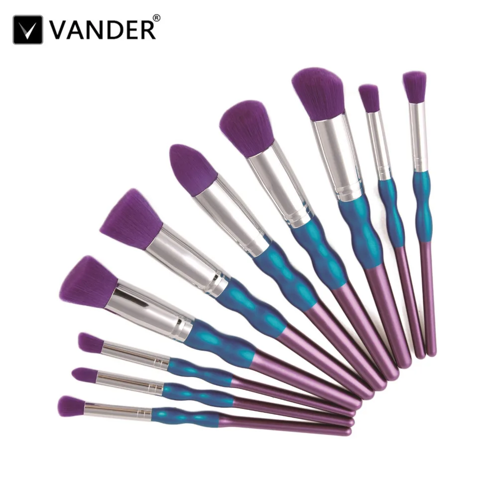 Vander Professional 10Pcs Sets Eye Shadow Concealer Eyebrow Lip Makeup Brushes Comestic Tool Gourd Handle Make