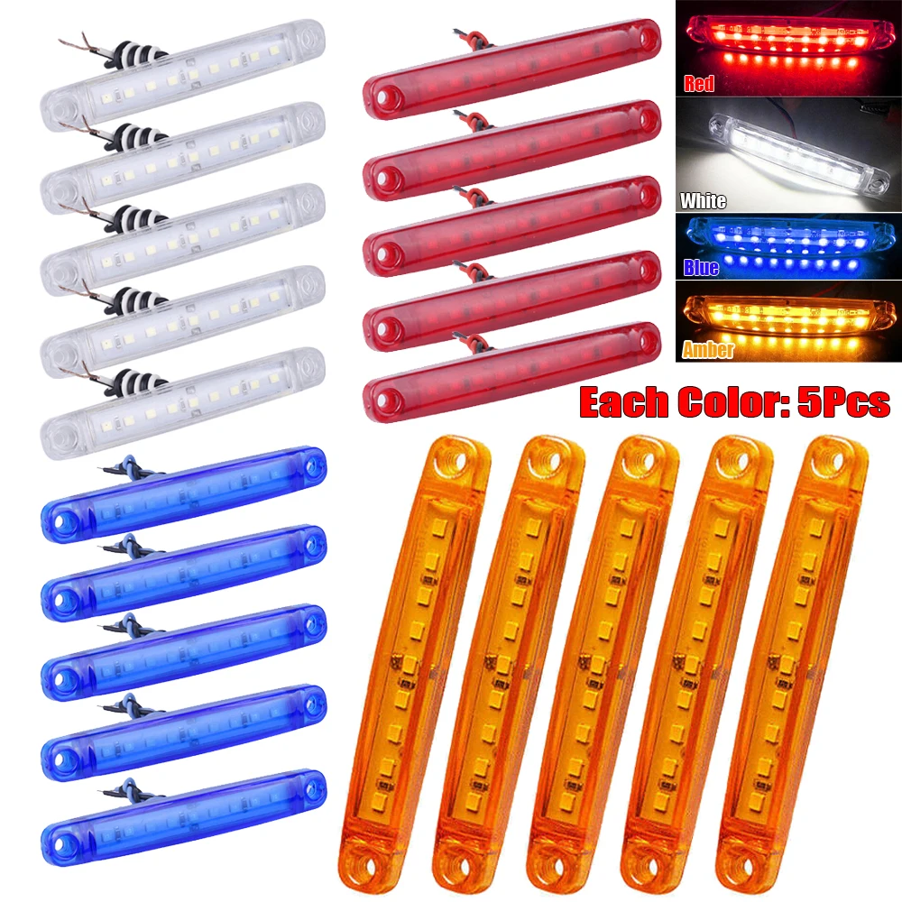

2 pcs/set 9LED Side Lights Car Bus Truck Side Marker Signal Parking Lamp DC 24V Tail Parking Indicator License Plate Light Kit