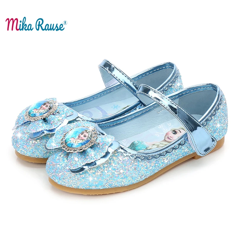

2019 Toddler baby Girls shoes kids Elsa printed princess flash shoes leather flat-heeled dance shoes party crystal melissa shoes
